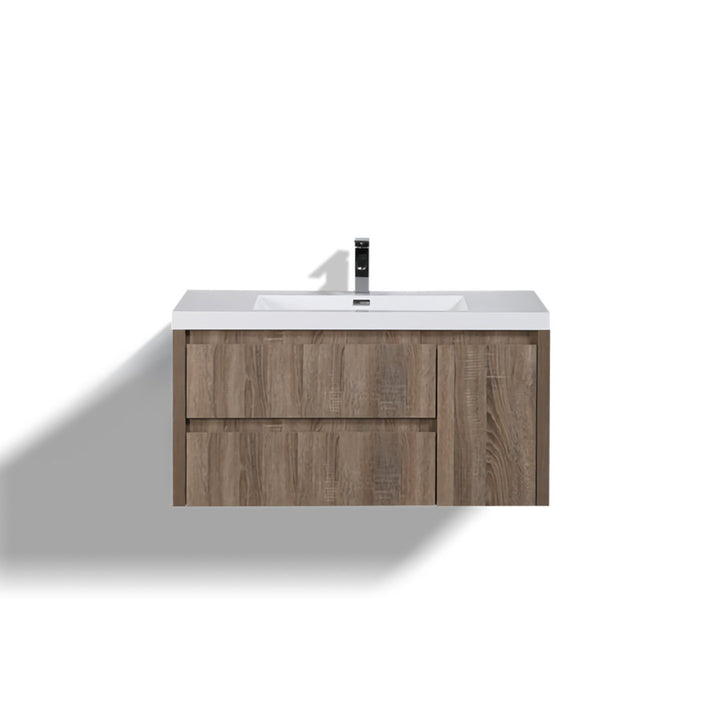Ayeasha 42" Wall-Mounted Single Bathroom Vanity Set Ivy Bronx Base Finish: Teak Oak