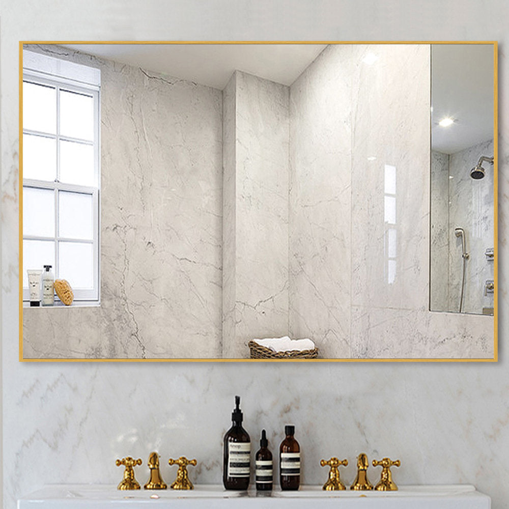 Beunca Metal Framed Bathroom Vanity Mirror Winston Porter Size: 38" x 26" Finish: Gold