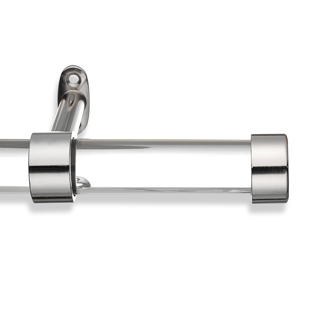 Cambria Designer Series 1 1/8 In Dia. Clear Acrylic Fixed Length Curtain Rod w/ End Cap MODE Size: 84" Finish: Graphite