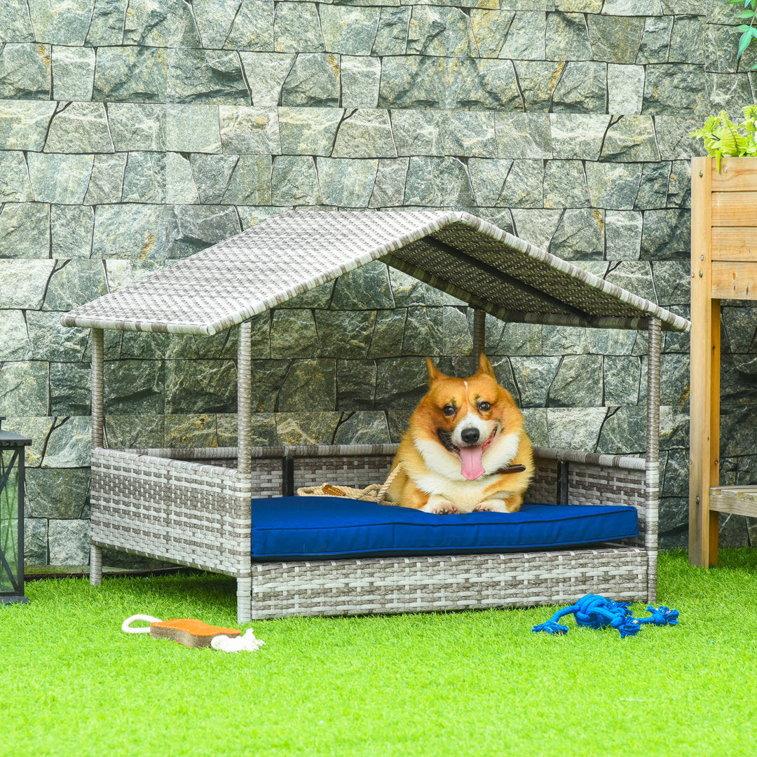 Lininger Wicker Dog House Three Posts™ Size: 28.5" H x 38.5" W x 27.25" D Finish: Gray
