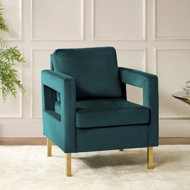 Clayne Velvet Armchair Etta Avenue™ Fabric: Teal Velvet