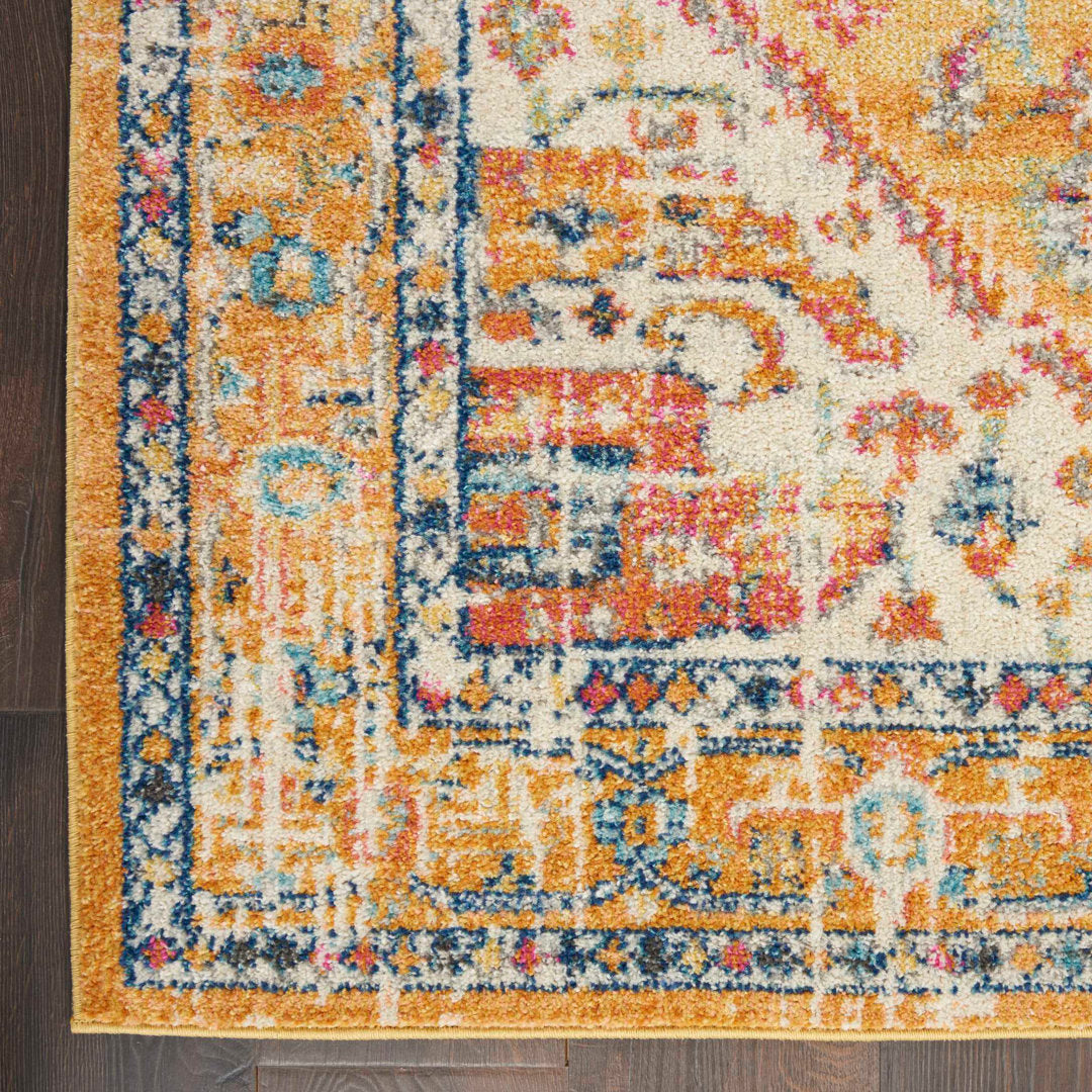 Baylee Oriental Yellow/Ivory Area Rug Kelly Clarkson Home Rug Size: Runner 2'2" x 7'6"