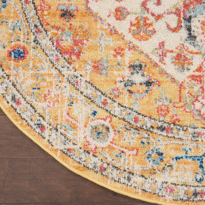 Baylee Oriental Yellow/Ivory Area Rug Kelly Clarkson Home Rug Size: Round 5'3"