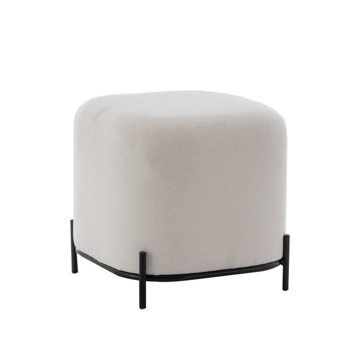 Ohman 16.5'' Wide Square Cube Ottoman Mercury Row® Leg Color: Black Body Fabric: White