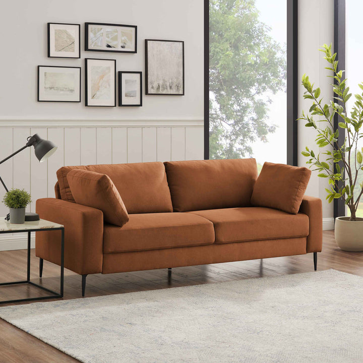 Jeses MINIMORE Modern Style Etta 84.3" Mid-Century Modern Design Sofa Corrigan Studio® Fabric: Curry Polyester Blend