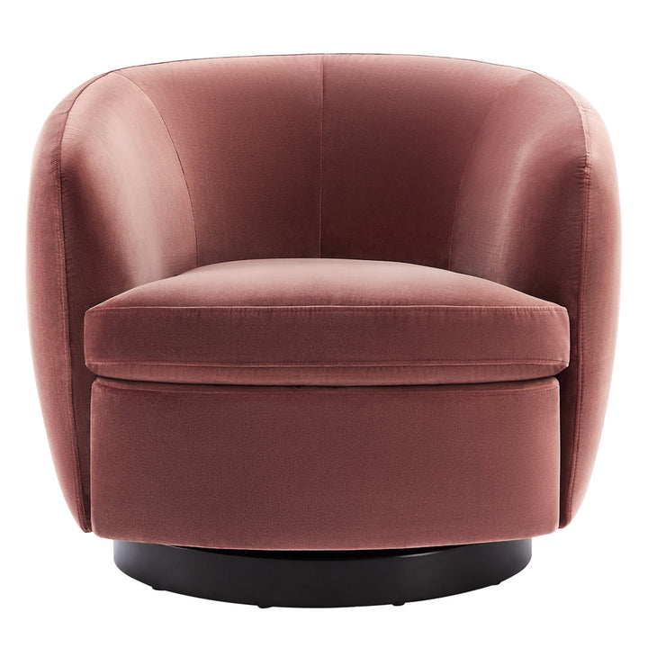 Marcy Upholstered Swivel Barrel Chair Joss & Main Leg Color: Espresso Fabric OR Leather Type: Falkirk Reddish Brown Velvet