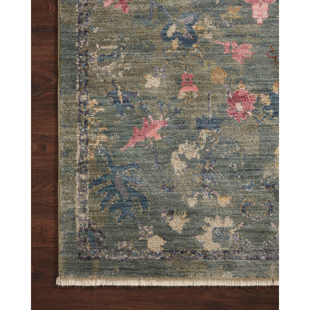 Febbas Oriental Machine Made Power Loom Area Rug in Moss Green Lark Manor™ Rug Size: Rectangle 2'7" x 4'
