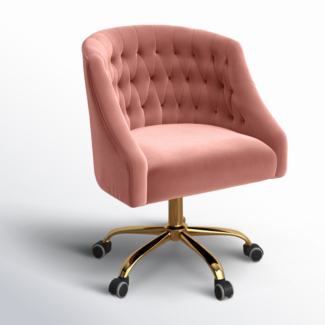 Louise 35.5'' H Velvet Hand-Curated Task Chair with Button Tufted Kelly Clarkson Home Upholstery Color: Pink Velvet