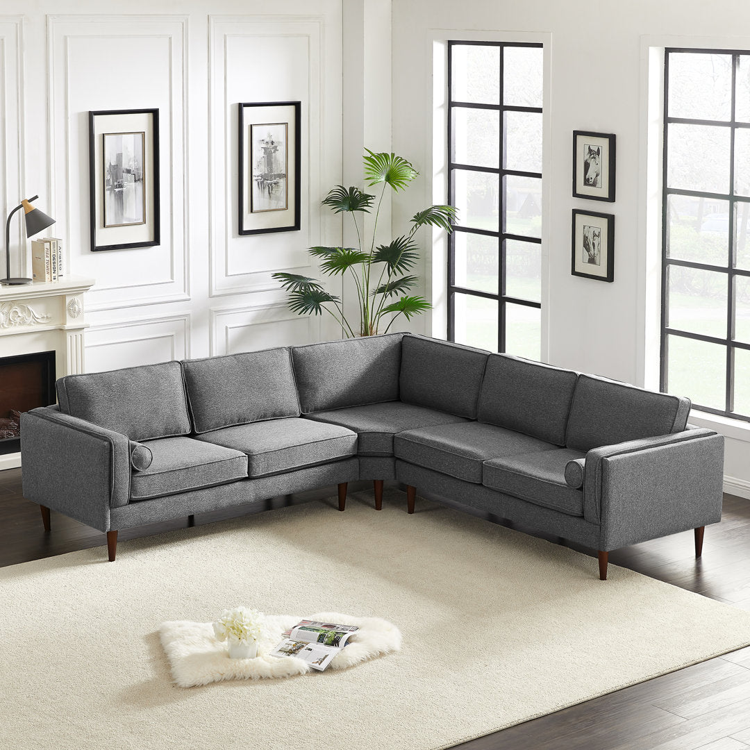 Isaak 105" Wide Symmetrical Corner Etta Avenue™ Fabric: Dark Gray Linen