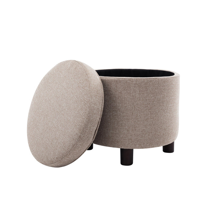 Amoret 19" Wide Round Storage Ottoman Andover Mills™ Upholstery Color: Light Brown
