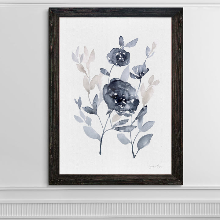 Peonies In Gray II' - Picture Frame Print on Glass Winston Porter Size: 32" H x 44" W x 1.25" D Format: Framed Ebony Canvas