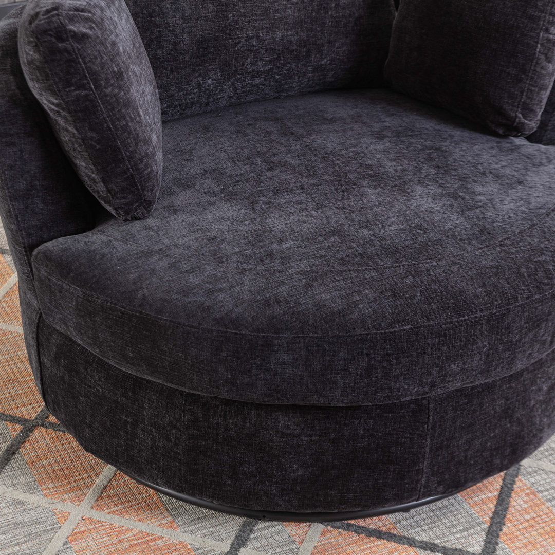 Achorn 42.26" W Polyester Recessed Arm Slipcovered Swivel Barrel Chair Hokku Designs Fabric: Black Polyester