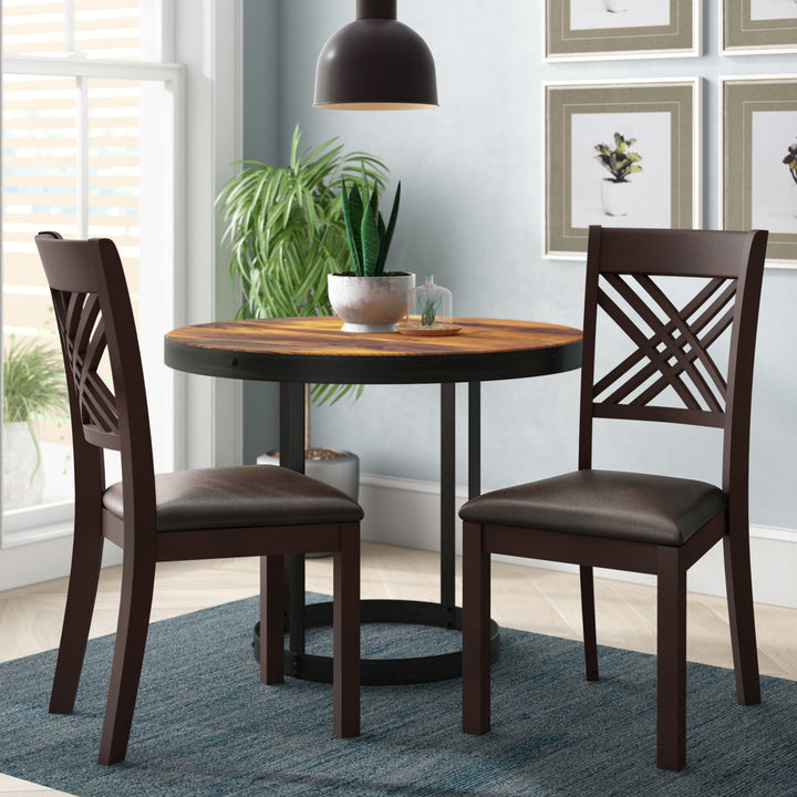Earlville Solid Wood Cross Back Side Chair in Espresso Cherry (Set of 2) Lark Manor™