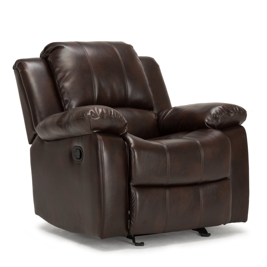 Kahler 37.75" Wide Faux Leather Manual Glider Recliner Andover Mills™ Upholstery Color: Burnished Brown