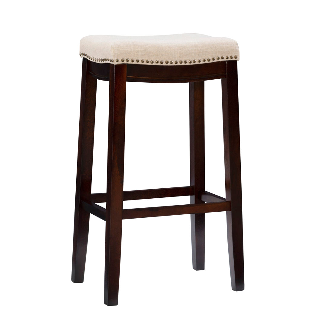 Arlyce Counter & Bar Solid Wood Backless Stool with Upholstered Seat Lark Manor™ Seat Height: Bar Stool (32.25" Seat Height)