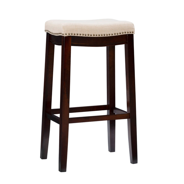 Arlyce Counter & Bar Solid Wood Backless Stool with Upholstered Seat Lark Manor™ Seat Height: Bar Stool (32.25" Seat Height)