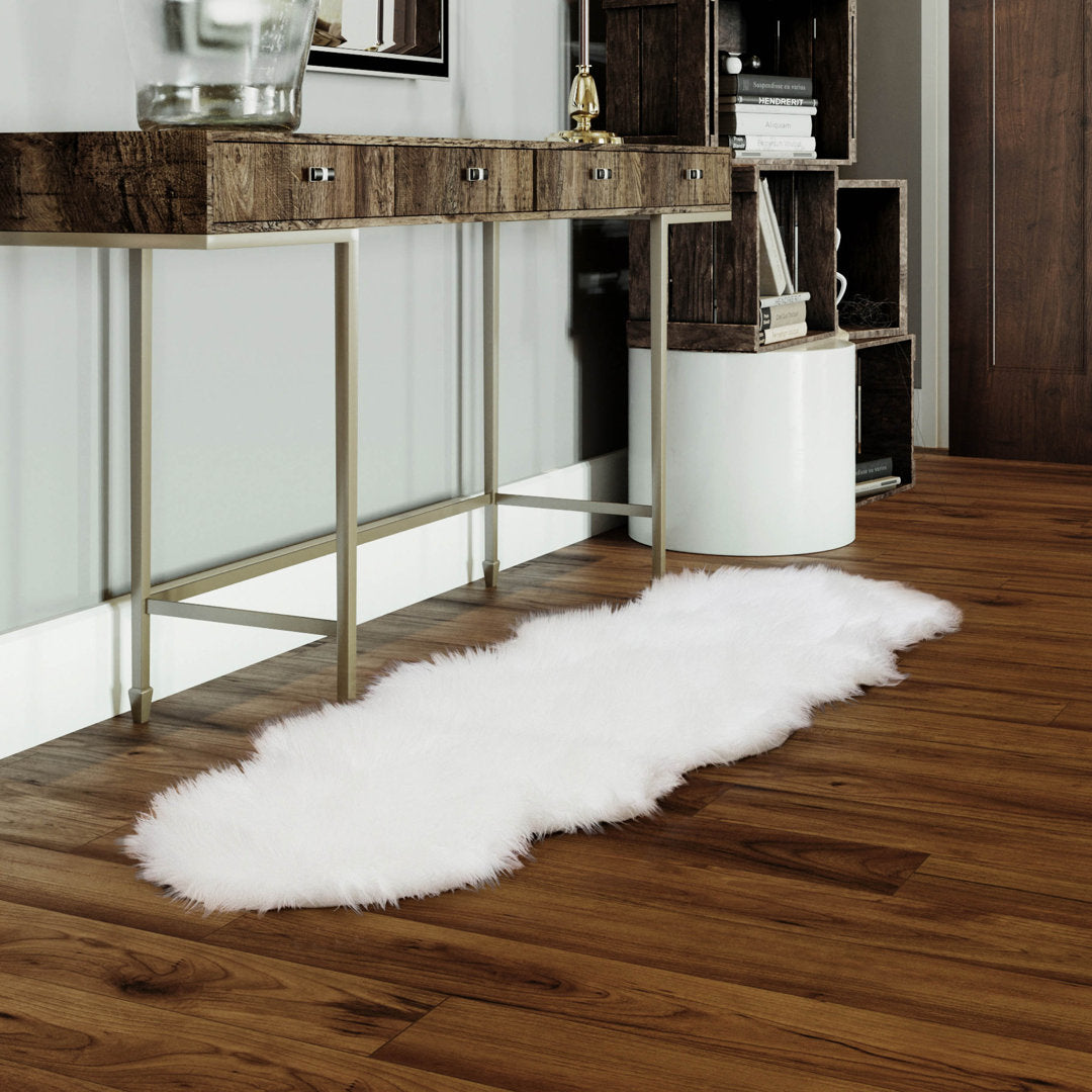 Diller White Faux Sheepskin Fur Machine Washable Shag Fluffy Area Rug Willa Arlo™ Interiors Rug Size: Runner 2' x 6'