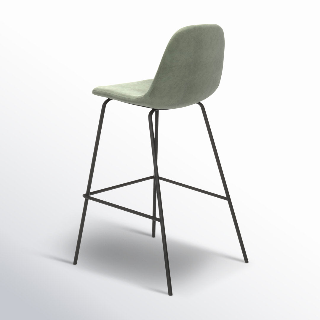 Kody Upholstered Bar & Counter Stool (Set of 2) AllModern Color: Bella Platinum Performance Velvet Seat Height: Counter Stool (23.5" Seat Height)