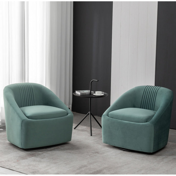 Arrun 28" W Velvet Swivel Barrel Chair (Set of 2) Wade Logan® Fabric: Teal Velvet