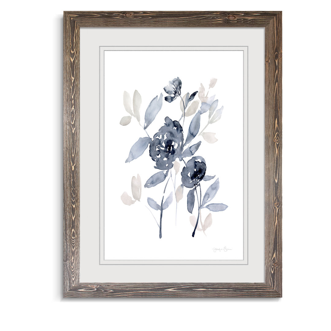 Peonies In Gray I' - Picture Frame Print on Glass Winston Porter Size: 28" H x 38" W x 1.25" D Format: Framed Espresso Print