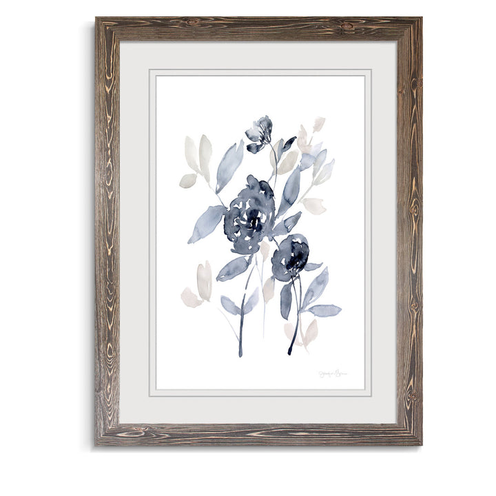 Peonies In Gray I' - Picture Frame Print on Glass Winston Porter Size: 28" H x 38" W x 1.25" D Format: Framed Espresso Print