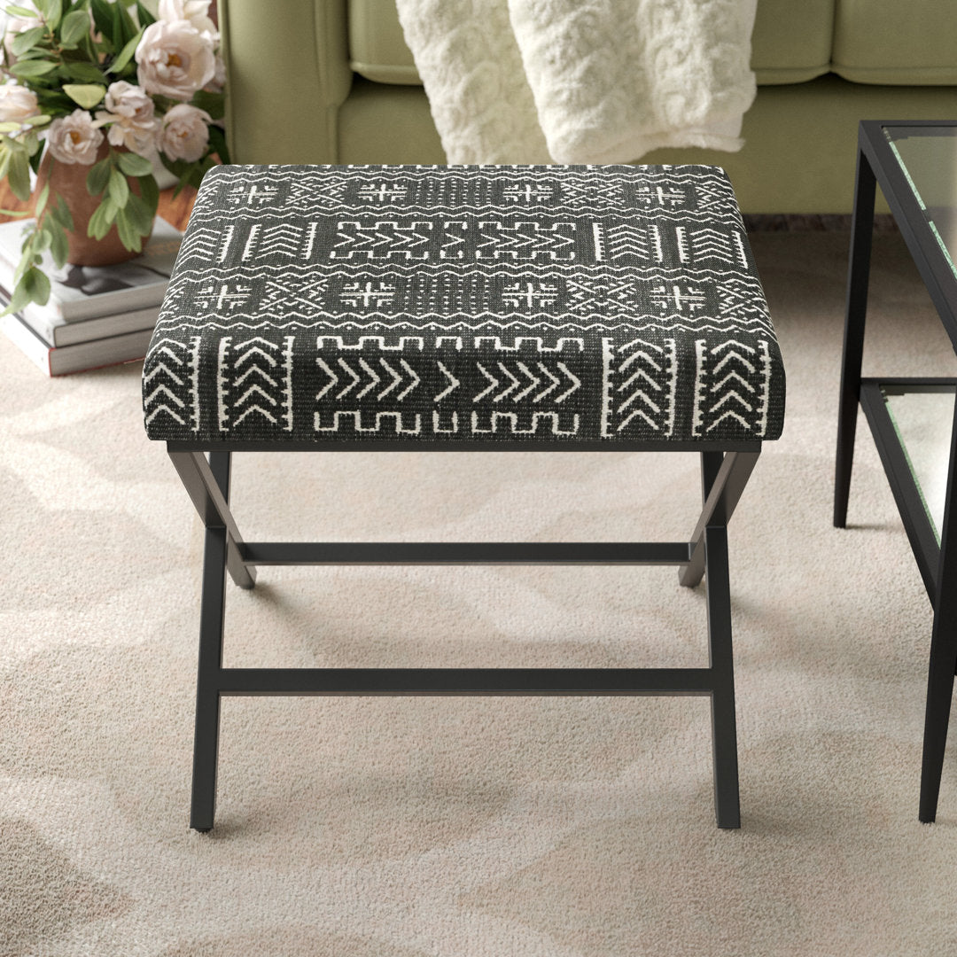 Priscilla 20" Wide Square Standard Ottoman Joss & Main Body Fabric: Geometric Eclectic Black/White