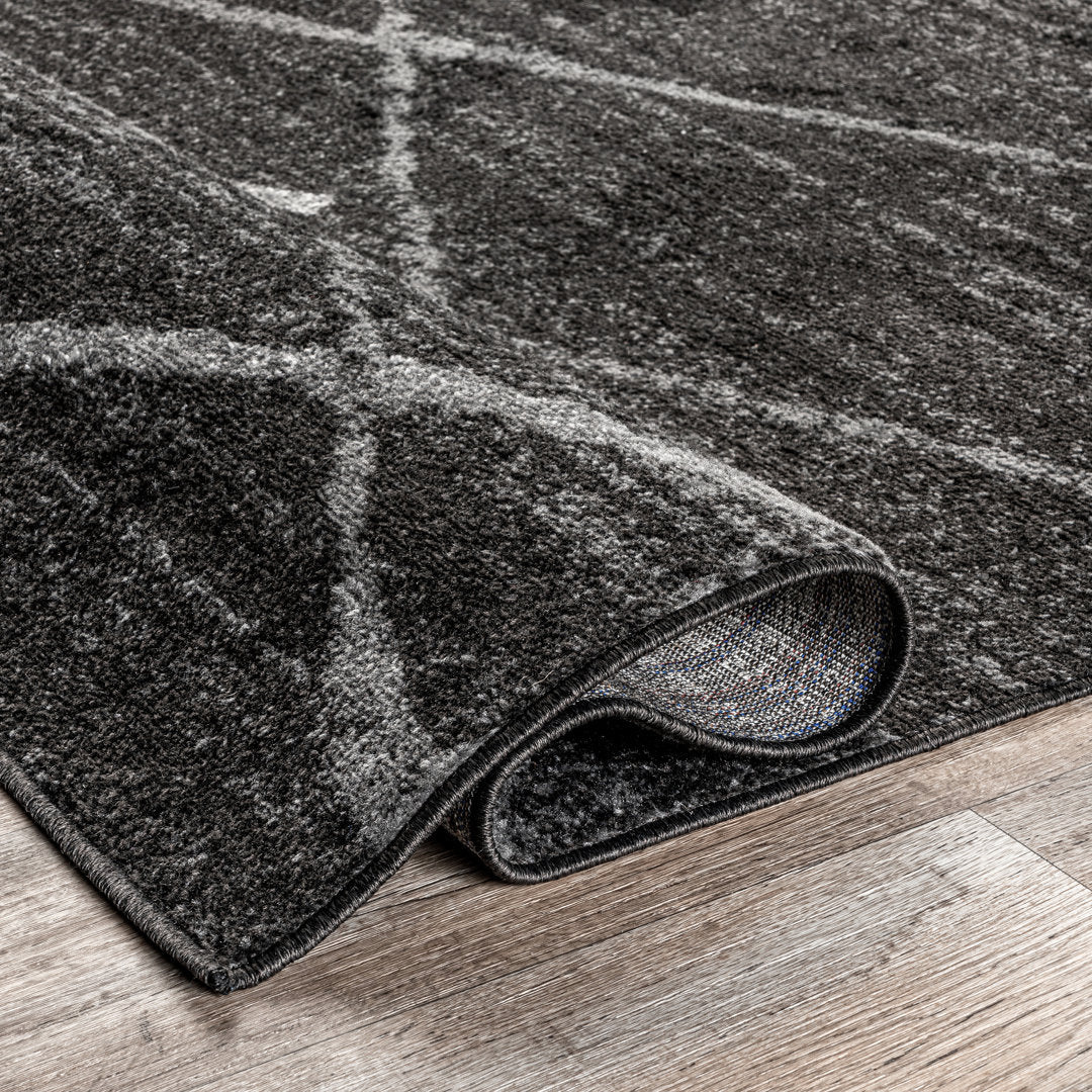 Amiia Abstract Power Loom Performance Dark Gray Rug Wrought Studio™ Rug Size: Runner 2'5" x 9'5"