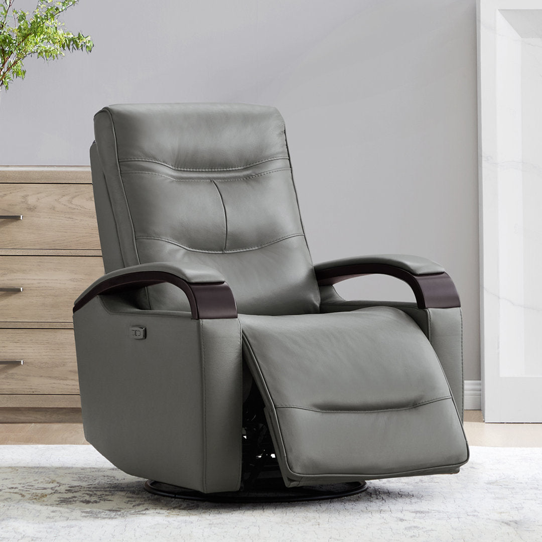 Elvina Genuine Leather Swivel Power Recliner Latitude Run® Upholstery Color: Haze