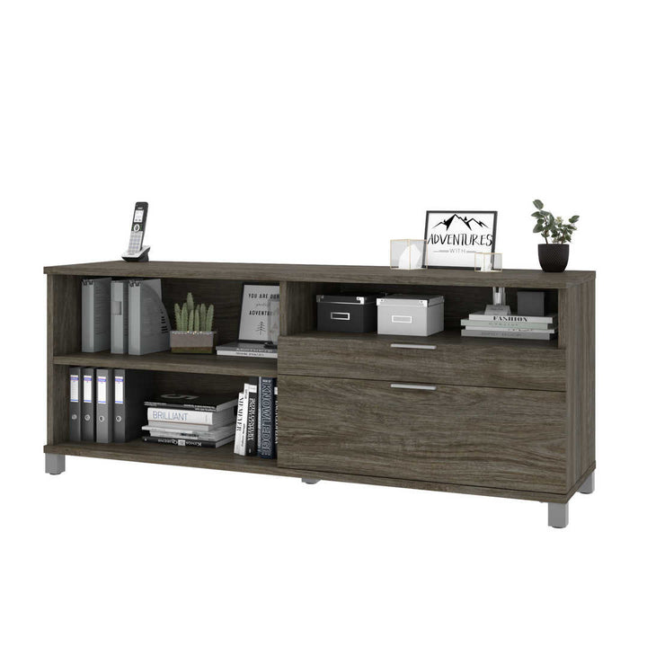 Idael 2 - 72W Credenza with 2 Drawers Ivy Bronx Finish: Walnut Gray