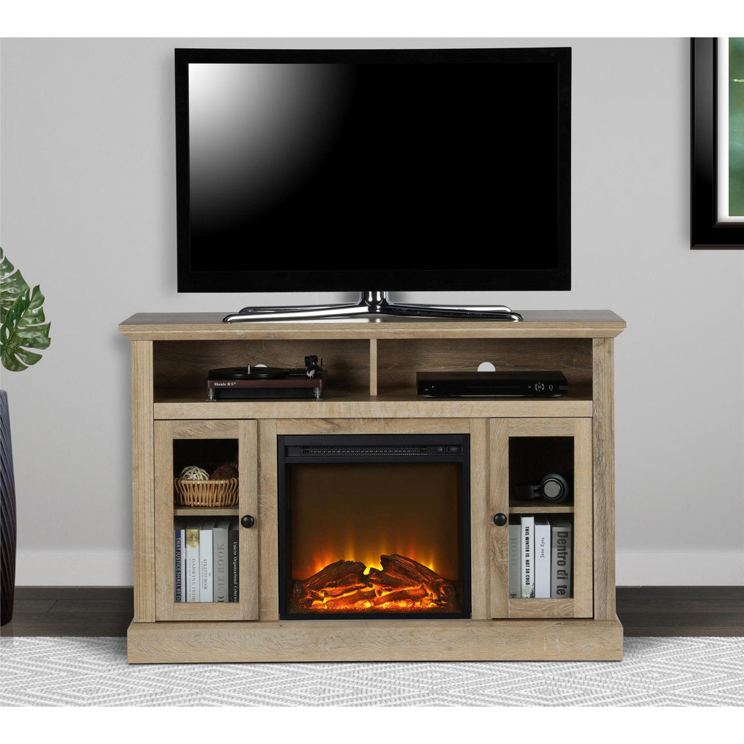 Tucci TV Stand for TVs up to 50" with Electric Fireplace Included Darby Home Co Color: Natural