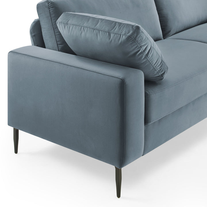 Jeses MINIMORE Modern Style Etta 84.3" Mid-Century Modern Design Sofa Corrigan Studio® Fabric: Light Blue Velvet
