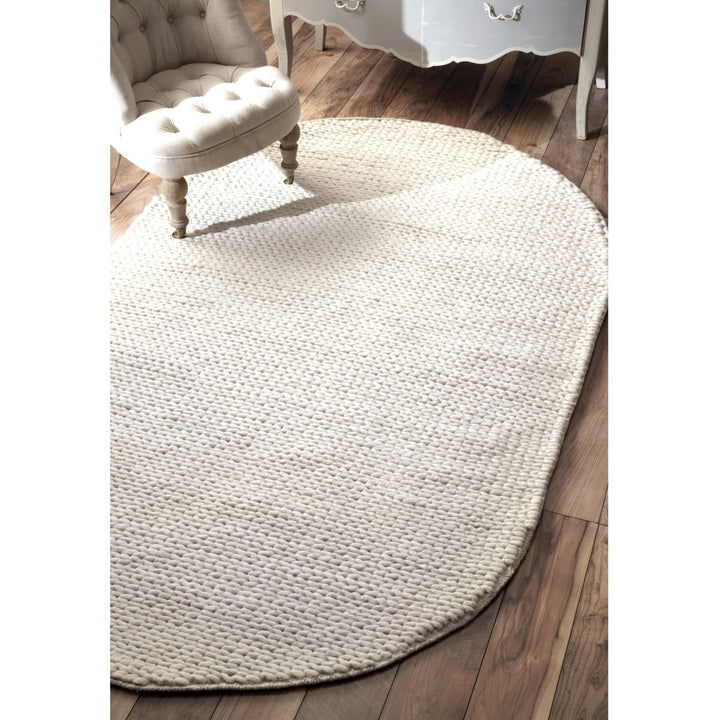 Dunanney Hand Braided Ivory Area Rug Dakota Fields Rug Size: Oval 8' x 10'