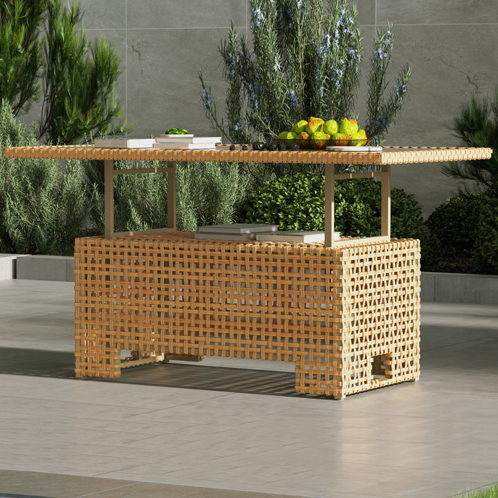 51.25'' L x 27'' W Extendable Outdoor Wicker Coffee Table Grand Patio