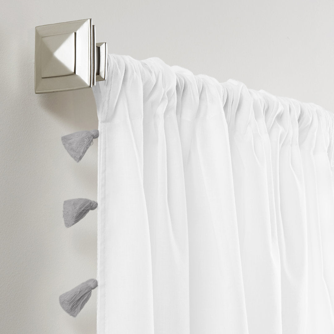 Brackett 100% Cotton Solid Semi-Sheer Rod Pocket Single Curtain Panel Dakota Fields Curtain Color: Gray