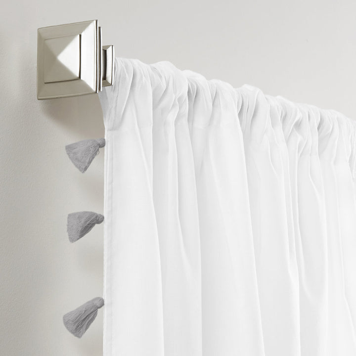 Brackett 100% Cotton Solid Semi-Sheer Rod Pocket Single Curtain Panel Dakota Fields Curtain Color: Gray