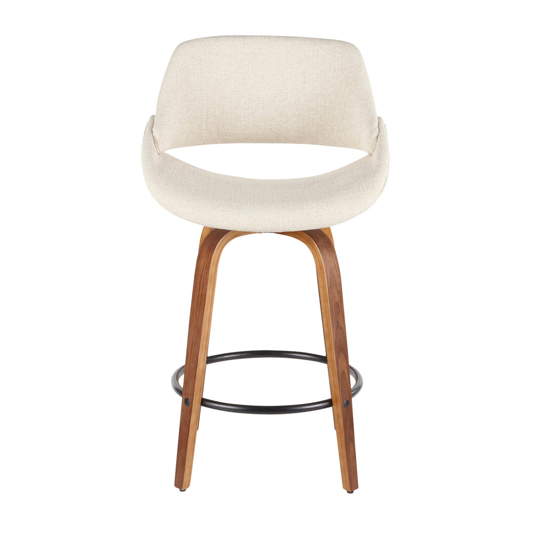 Lakyia Upholstered Bar & Counter Stool with Round Footrest George Oliver Upholstery: Cream, Seat Height: Counter Stool (26" Seat Height)