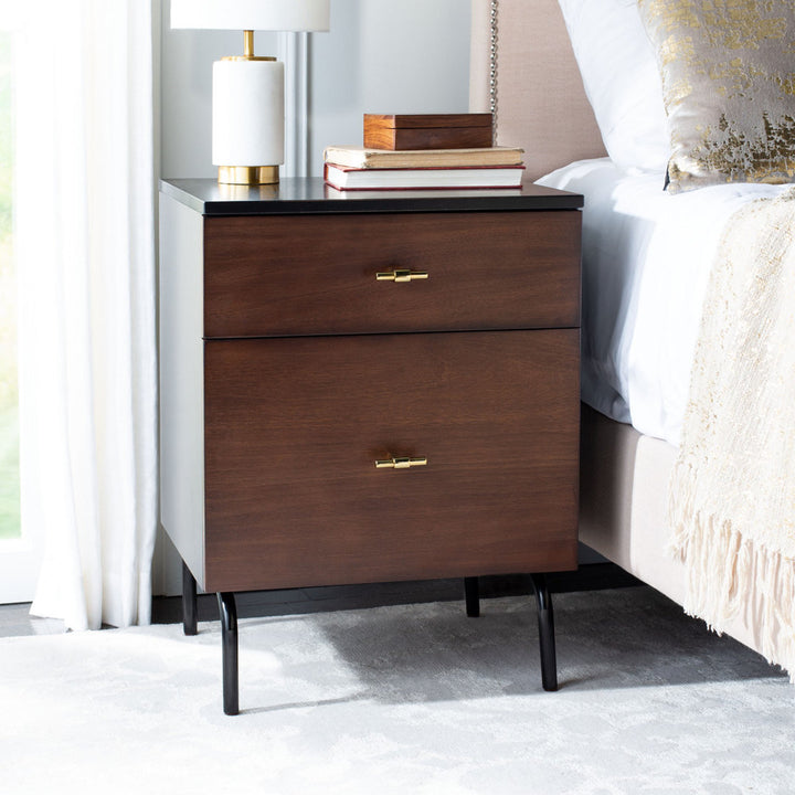 Linaris 2 - Drawer Nightstand Ivy Bronx Color: Walnut/Black