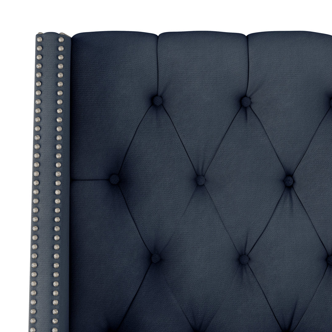 Annabel Upholstered Wingback Bed Kelly Clarkson Home Size: Twin Body Fabric: Mystere Eclipse Performance Velvet