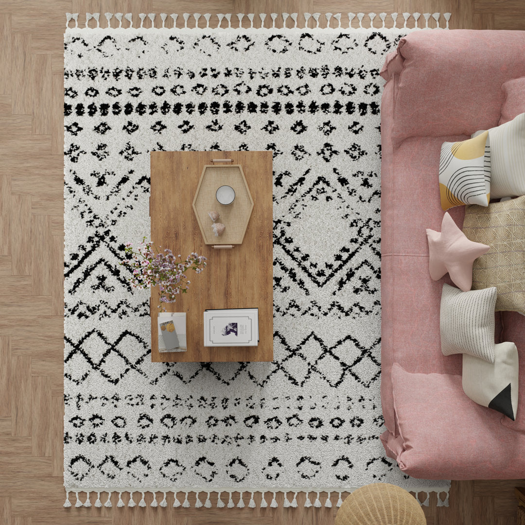 Mason Shag Tribal Whisper White Area Rug CosmoLiving by Cosmopolitan Rug Size: Runner 2'2" x 8'