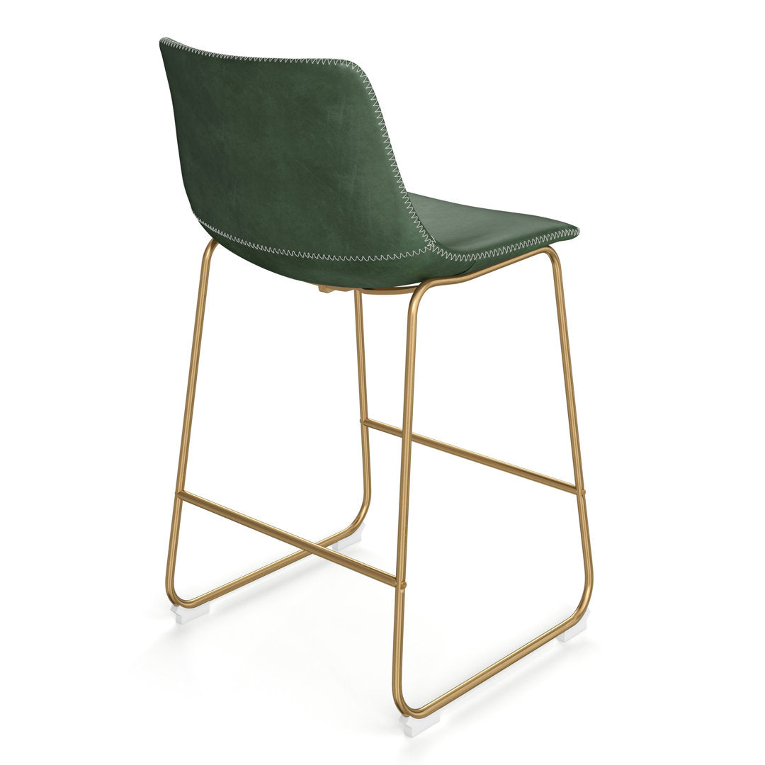 Nia Vegan Leather Bar & Counter Stool (Set of 2) AllModern Frame Color: Gold Upholstery: Green Vegan Leather, Seat Height: Counter Stool (24" Seat Height)