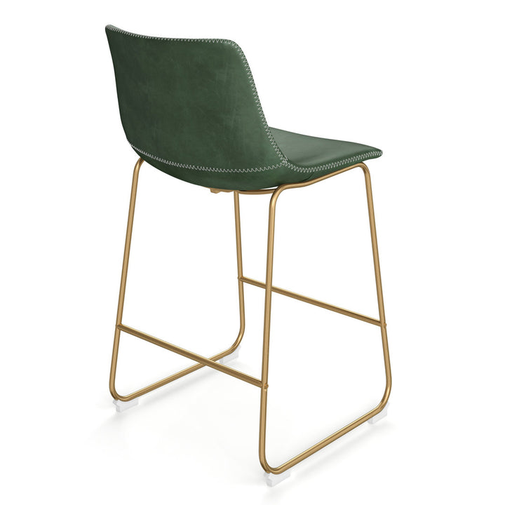 Nia Vegan Leather Bar & Counter Stool (Set of 2) AllModern Frame Color: Gold Upholstery: Green Vegan Leather, Seat Height: Counter Stool (24" Seat Height)