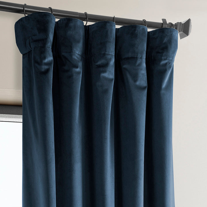Matra Plush Velvet Curtains for Bedroom - Room Darkening Curtains for Living Room Window Single Panel AllModern Curtain Color: Eternal Blue Size per Panel: 50" W x 96" L