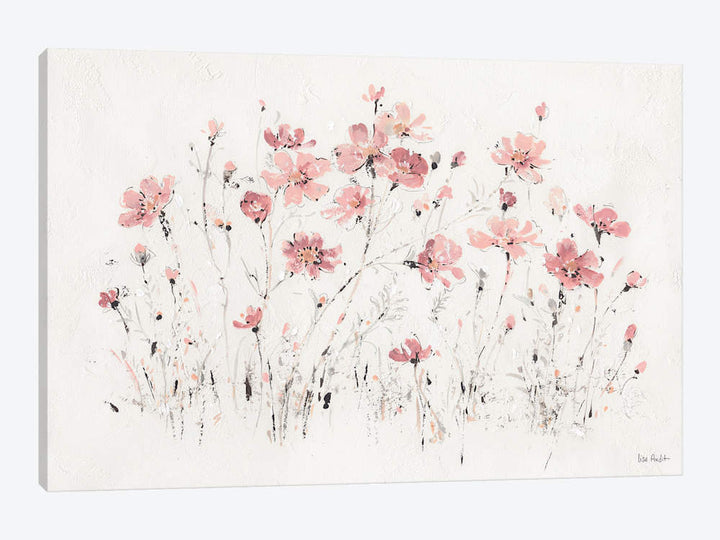 Wildflowers Pink I' Print on Canvas East Urban Home Mat Color: No Mat Size: 18" H x 26" W x 1.5" D Format: Black Framed Fine Art Paper
