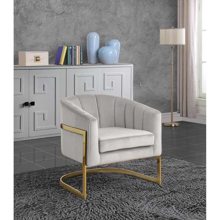 Barnicle 30" Wide Velvet Barrel Chair Everly Quinn Body Fabric: Cream Velvet
