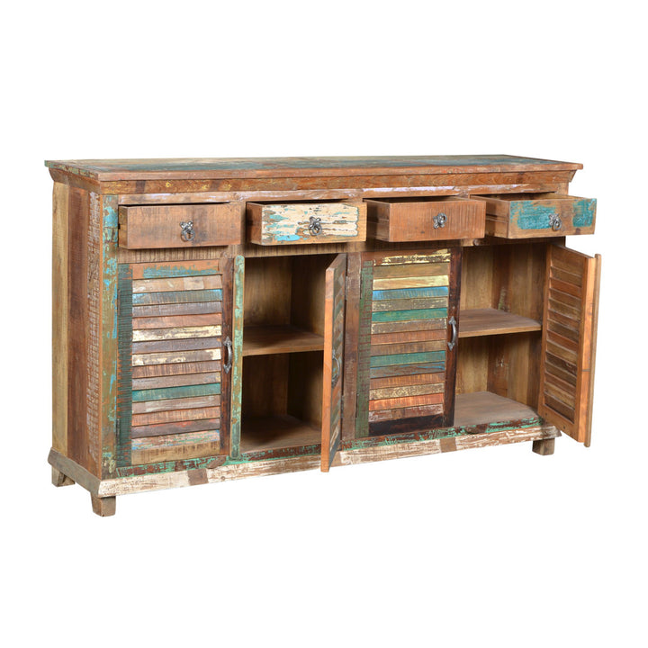 Eggleton 72" Wide 4 Drawer Teak Wood Sideboard Bungalow Rose Finish: Brown