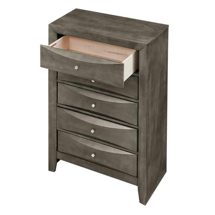 Marilla 5-Drawer Chest Glory Furniture Color: Gray