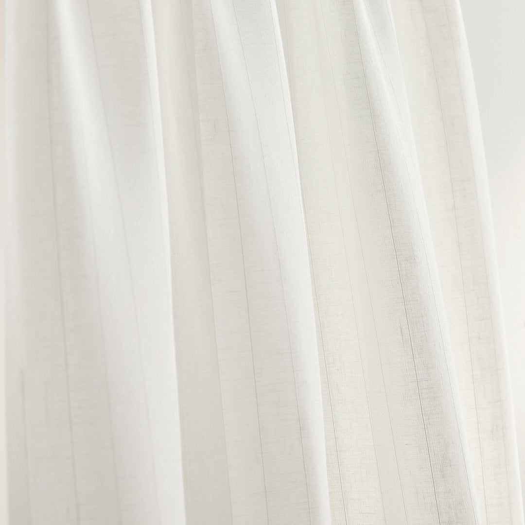 Pinstripe Sheer Solid Color Sheer Rod Pocket Curtain Panel Pair (Set of 2) Tommy Hilfiger Curtain Color: White Size per Panel: 50" W x 96" L
