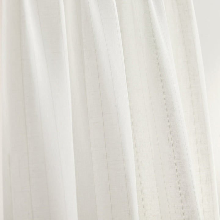 Pinstripe Sheer Solid Color Sheer Rod Pocket Curtain Panel Pair (Set of 2) Tommy Hilfiger Curtain Color: White Size per Panel: 50" W x 96" L
