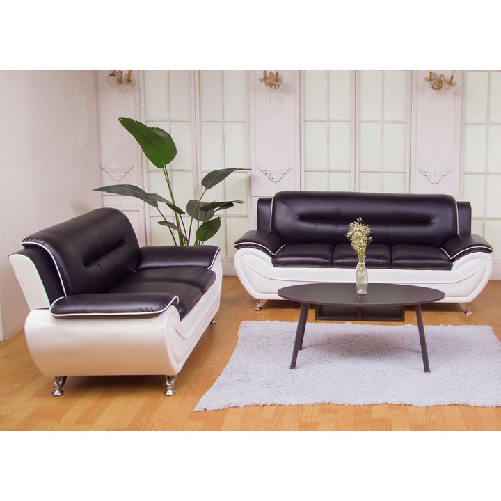Mulvey 80" Faux Leather Pillow Top Arm Sofa Orren Ellis Upholstery Color: Black/White