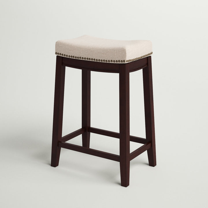 Arlyce Counter & Bar Solid Wood Backless Stool with Upholstered Seat Lark Manor™ Seat Height: Counter Stool (26.5" Seat Height)